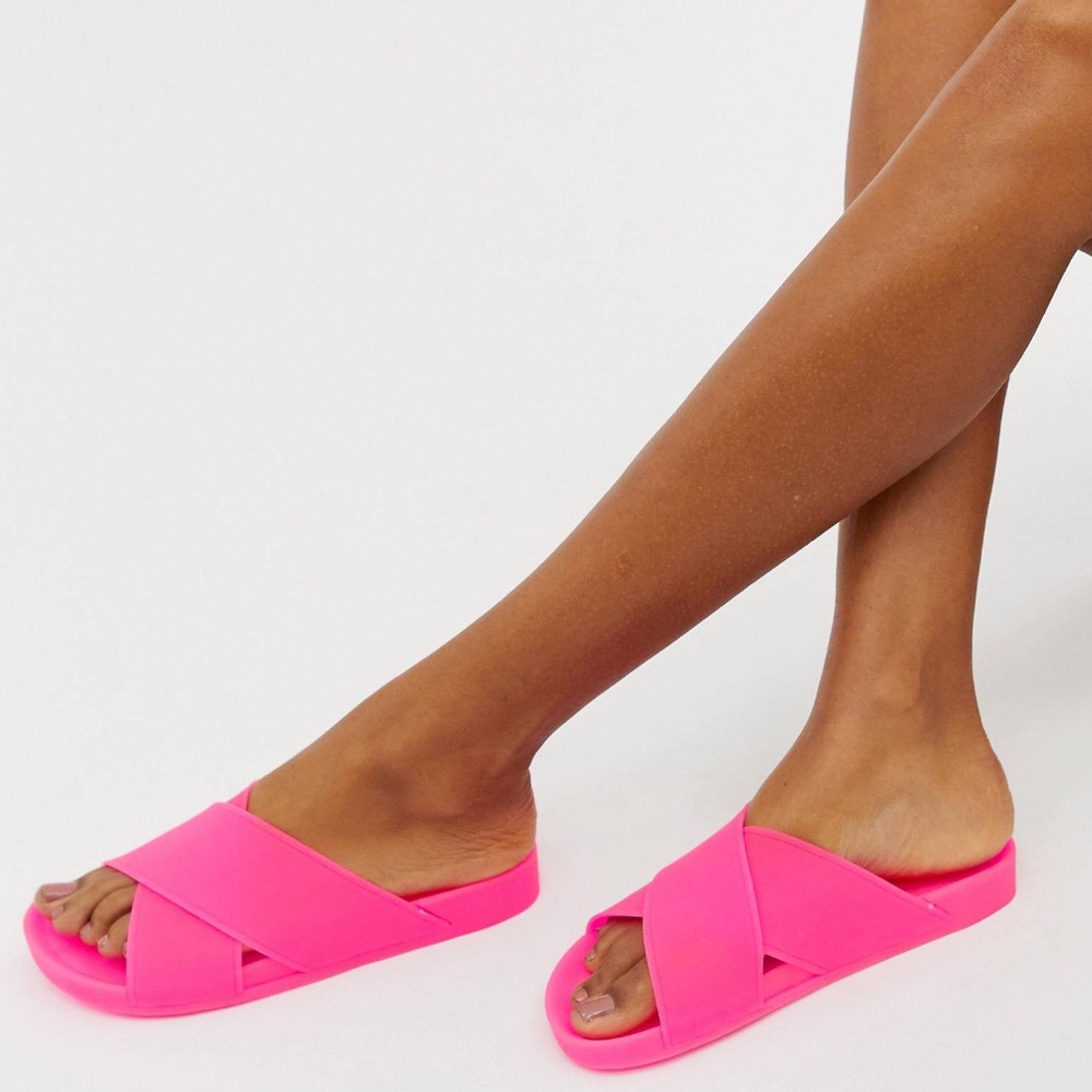 ASOS Design pink jelly flat sandals size 9